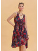V Neck Robe Red Patterned Ethnic Dress 4515